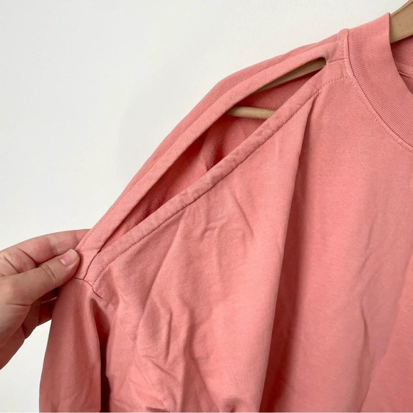 Allsaints Unai Oversized Cold  Shoulder Sweatshirt Pink - Picture 9 of 12